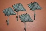 Antiqued Look Seashell Wall Hook, Seashell Coat Wall hook, Seashell Purse Wall Hook, Bronze Look Cast Iron, 4 3/4 inches, BL-75