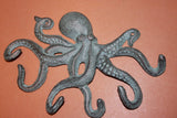 Octopus Jewelry Wall Hook, Antiqued Verdigris Look Cast Iron, Octopus Home Decor Jewelry Necklace Holder Wall Mounted, N-46