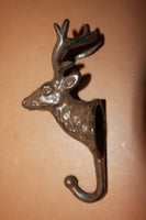 Large Wall Mounted Deer Head Wall Hook, Cast Iron 8 inches tall, W-41