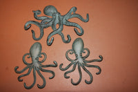 3) Octopus Lovers Home Decor Bronze Look Octopus Wall Hooks, Solid Cast Iron, Use for keys jewelry scarves... Octi Oodles