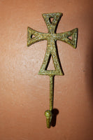 Shabby Cross Wall Hook Cast Iron 6&quot; tall, Old World Design Christian Wall Cross Hanging Wall Hook ~ H-67B