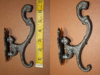 Vintage Style Hat Coat Double Hook, Cast Iron 6 1/2&quot; tall, Volume Priced, Unfinished ~ You paint, H-09
