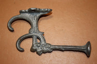 Triple Hook Wall Hook 6 1/2&quot; tall, Unfinished You Paint Cast Iron ~ H-10