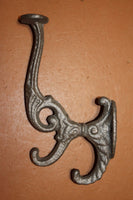 Vintage Look Fancy Wall Hooks, Triple Hook Design,  6 1/2&quot; tall, Unfinished Cast Iron Volume Priced ~ H-11