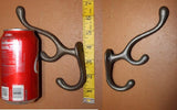 Early Americana Triple Hook Wall Hooks Cast Iron 6 3/4&quot; high, Volume Priced ~  H-15