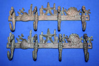 2) Seahorse Wall Hooks Bar Bronze-look Cast Iron, 11 1/4&quot; long, Set of 2 ~ H-32