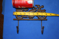 Gift For Dad Vintage-look Motorcycle Cast Iron Wall Hooks 8&quot; wide, Mancave Workshop Garage Decor, Volume Priced, H-41