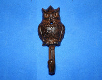 Owl Theme Bathroom Decor Cast Iron Towel Hooks, 5&quot; tall, Volume Priced, H-43