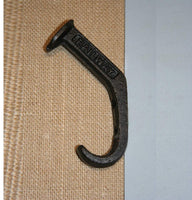 Gift For Him Vintage Style Railroad Decor, Wall Hooks Cast Iron 4 1/2&quot; Rustic Brown, Volume Priced, H-81