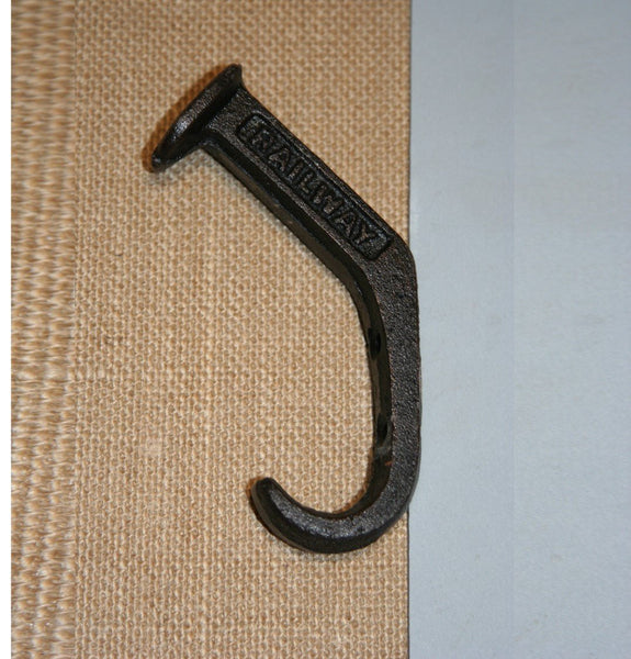 Railroad Bathroom Decor RR Spike Towel Wall Hook Cast Iron 4 1/2&quot; Rustic Brown, Volume Priced, H-81