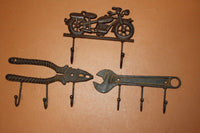 3) Motorcycle Memorabilia Collector Gift For Him ~ High Rider Wall Hook Set