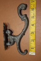 Vintage Style Elegant Victorian Hat Coat Double Hook, Cast Iron 6 1/2&quot; tall, Unfinished ~ You paint, H-09