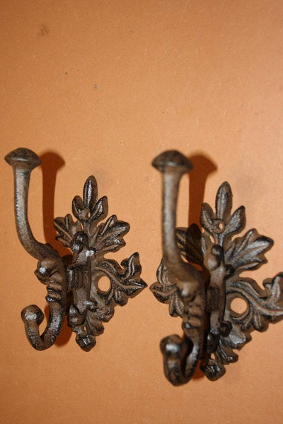 French Victorian Wall Hook Ornate Cast Iron 6 inch high, H-14