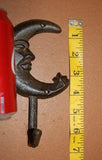 Vintage Look Man In The Moon Decor Cast Iron Wall Hooks 6 1/2 inch high Volume Priced ~ Sleepy Time ~ H-16
