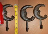 Man In The Moon Wall Hooks 6 1/2 inch high Solid Cast Iron Volume Priced ~  H-16
