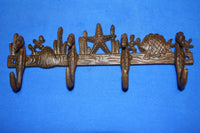 Seahorse Bath Robe Towel Wall Hook Bar, 11 1/4&quot; long, Vintage Look Cast Iron, H-31