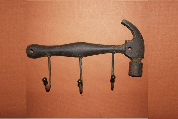 1) Gift for Dads Workshop Hammer Wall Hook 9 1/2&quot; Solid Cast Iron, H-36