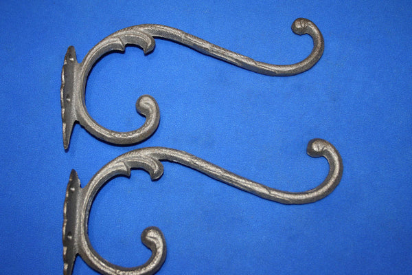 French Victorian Swirl Design Coat Hat Wall Mounted Hook, Cast Iron ~9 inch H-71