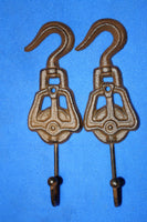 Vintage-look cast iron pulley wall hooks 7 1/4 inch Mancave Garage Workshop Wall Decor, Volume priced ~ H-72