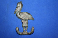 Gift for Her Pelican Decor, Bronze-look Cast Iron Wall Hooks, 5 1/2 inch Volume priced ~ H-46