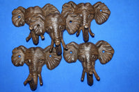 5) Elephant Wall Hooks Cast Iron,  5 inch Elephant Collector Decor, Set of 5,  H-40