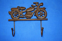 Mens Bathroom Decor Old Motorcycle Theme~ Vintage-style Cast Iron Bath Towel Wall Hooks 8&quot; wide, Volume Priced, H-41