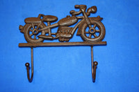 Mens Bathroom Decor ~ Vintage-style Motorcycle Decor, Cast Iron Bath Towel Wall Hooks 8&quot; wide, Volume Priced, H-41