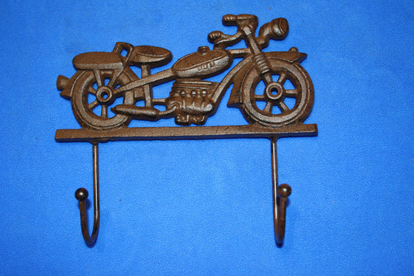 Gift For Him Vintage-look Motorcycle Cast Iron Wall Hooks 8&quot; wide, Volume Priced, H-41
