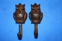 Birdwatcher Gift Cast Iron Owl Design Wall Hooks, 5&quot; tall, Volume Priced, H-43