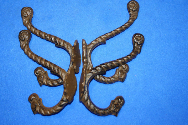4) Old Fashion Cast Iron Wall Hooks, Vintage-look ~ 6 3/4&quot; tall, Set of 4 H-44
