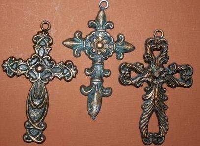 Religious Cross, Set, Home Decor, Genoa Collection, Cast Iron Cross, Patina,  Christian, Catholic, Craft Supplies,  2s 4s 5s~