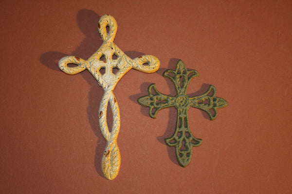 2, Cast Iron Cross, Set, Cross Decor, Free Shipping, Religious Decor,Christian Gift, Commencement, Husband Wife Gift, 36 & 37~