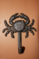 4)pcs, Crab, brown, Cast Iron Wall Hooks, Crab wall hooks, crab gift, Christmas Gift, wall hooks, Crabshack,crab decor, wall hook ~