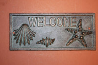 1 pc) Beach house welcome sign, Cast Iron nautical decor, bronze look nautical decor, free shipping, Christmas Gift, ready to paint,