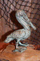 1 pc) Cast iron Pelican figurine, Pelican decor, beach house patio decor, Pelican statue, Bronze look Pelican, free shipping, BL-51
