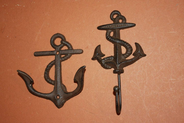 2 pieces) Anchor wall hook set, free shipping, vintage-look anchor wall decor, cast iron anchor wall hooks, boating decor,N-43, 48~