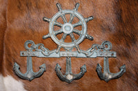 1 piece) Bronze-look ship&#39;s wheel wall hook 9 1/2&quot; wide, free shipping, coat and hat hook, nautical coat and hat hook, BL-62~
