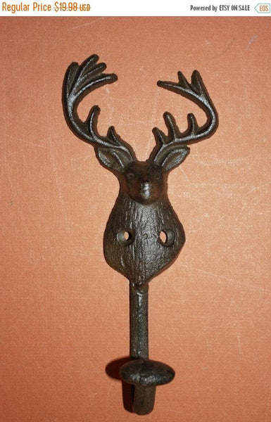 2)pcs, Elk wall hook, Hunter gift , deer hunter decor, free shipping, ready to paint, cast iron, Deer Hunter hat hook, W-51