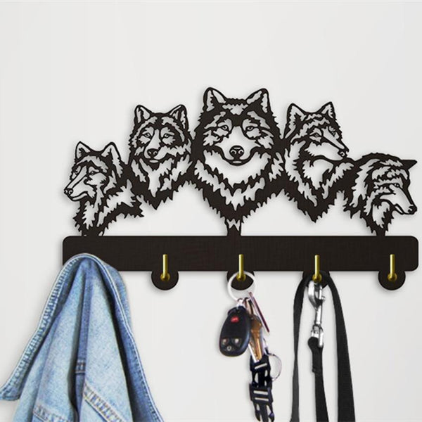 Mp 1Piece Wildlife Wolf Decorative Wall Hanger Wolf Family Clothes Wall Hooks Coat Rack Keys Holder Organizer Hook