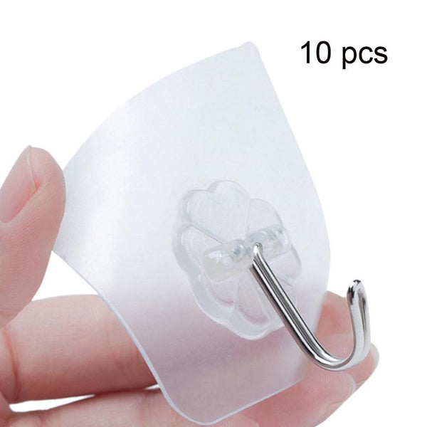 10Pcs  Strong Transparent Suction Cup Sucker Wall Hooks Hanger For Kitchen Bathroom Accessories High Quality Hooks Organizer *70